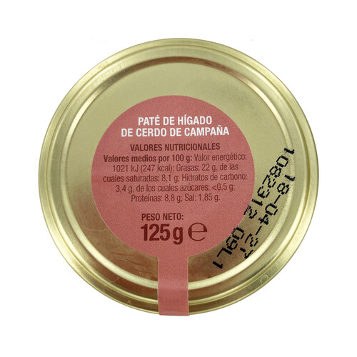 PRODUCTO ALCAMPO Paté de hígado de cerdo de Campaña PRODUCTO ALCAMPO, tarro de 125 g.