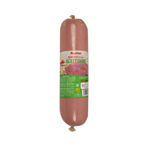 AUCHAN Mortadela con aceitunas elaborada sin gluten y sin lactosa 800 g. Producto Alcampo