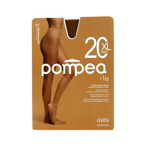 Panty transparente mate, 20den, POMPEA, color ambrato, talla XL.