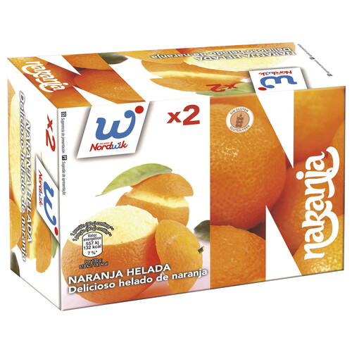 NORDWIK Naranja rellena de delicioso helado con sabor a naranja 2 x 140 ml.