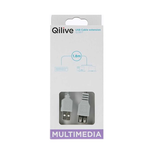 Cable Usb QILIVE, longitud 1,8m.