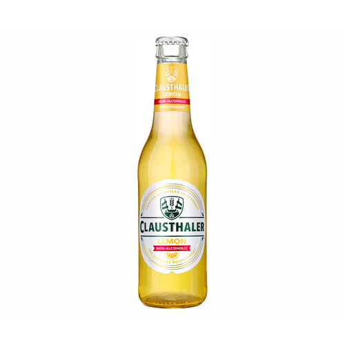 CLAUSTHALER LEMON Cerveza con limón sin alcohol botella de 33 centilitros