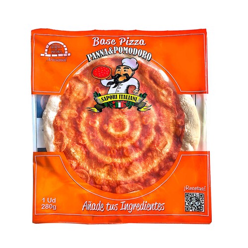 PANNA & POMODORO Base para pizza con tomate precocida en horno de piedra 280 g.