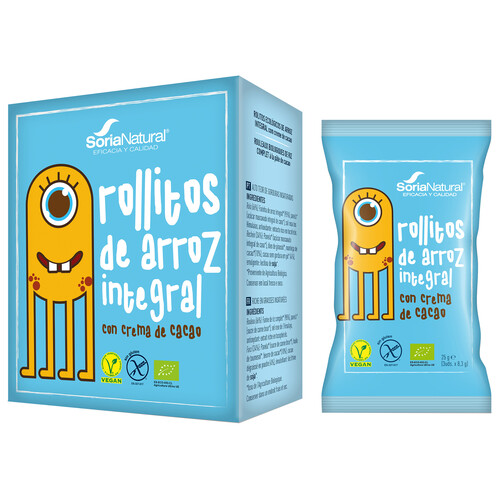 SORIA NATURAL Rollitos de arroz integral ecológico con crema de cacao 3 uds.