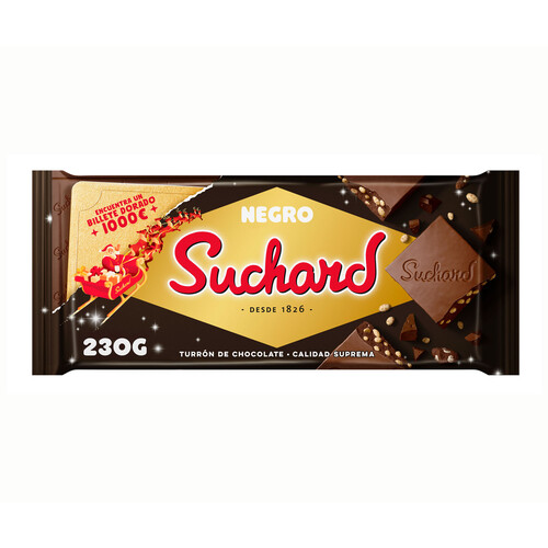 SUCHARD Turrón de chocolate negro con arroz inflado 260 g.