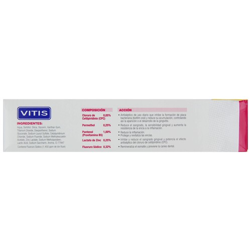 VITIS Dentífrico con flúor especial para encías sensibles VITIS 150 ml.