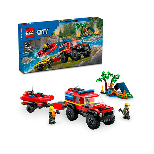 LEGO City camión de bomberos 4x4 con barco de rescate, 301, +5 años. piezas, 