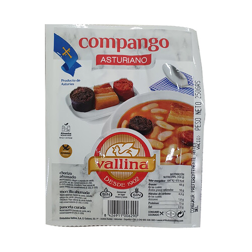 VALLINA Compango asturiano para fabes (panceta curada, chorizo y morcilla asturianos ahumados) 250 g.