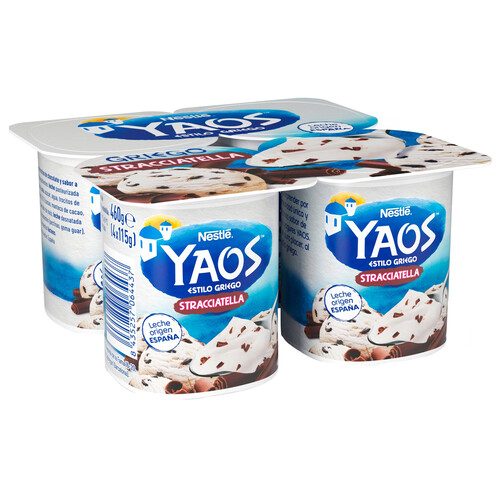 YAOS Yogur estilo griego con stracciatella de Nestlé 4 x 115 g.