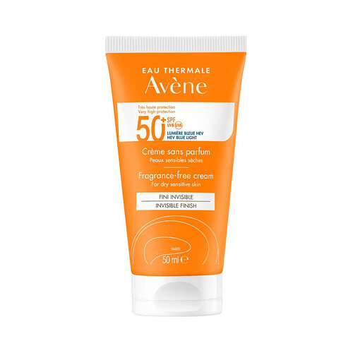 THERMALE AVÉNE Protector solar en crema, sin perfume, para pieles secas y sensibles y con FPS 50+ (muy alto) 50 ml. 