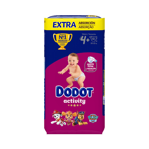 DODOT Activity Pañales talla 4+ (10-15 kg) 52 uds.