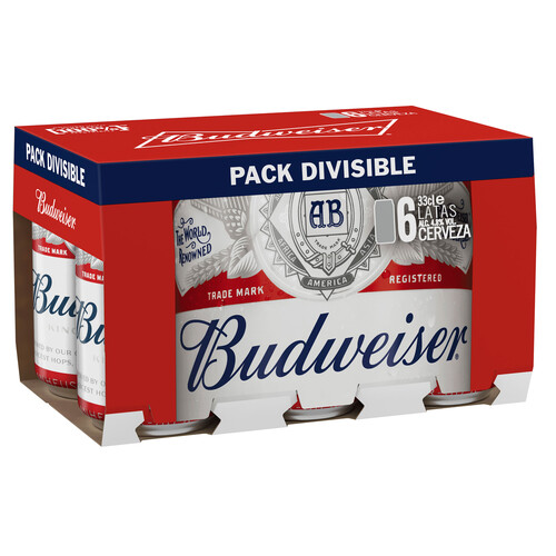 BUDWEISER Cerveza americana lata pack 6 uds. x 33 cl.