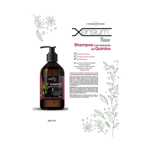 XENSIUM Nature Champú anticaida con extracto de Quinina 500 ml.