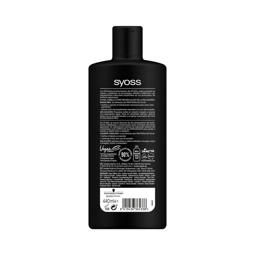 SYOSS Champú hidratante para cabellos ondulados o rizados SYOSS Rizos pro 440 ml.