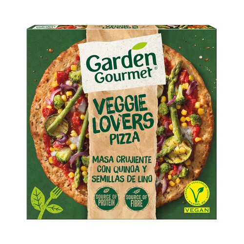 GARDEN GOURMET Veggie lovers Pizza de masa crujiente con quinoa y semillas de lino 380 g.