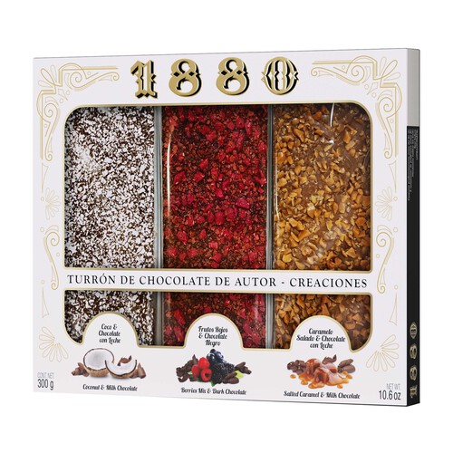 1880 Surtido de turrones de chocolate 300 g.