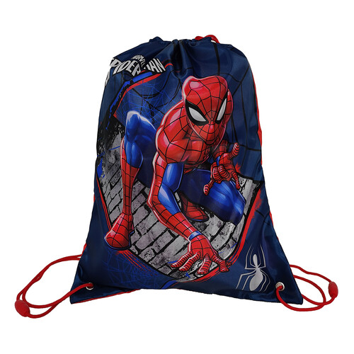 Mochila saco cordones, SPIDERMAN, COLOR AZUL Y ROJO, alcampo.