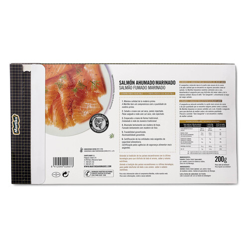 MARTIKO Salmón ahumado marinado MARTIKO 200 g.