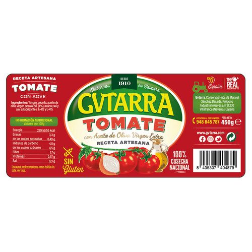 GVTARRA Tomate cocinado 450 gr.