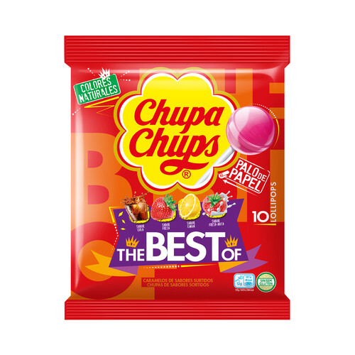 CHUPA CHUPS Original Caramelos con palo de papel de sabores variados 10 uds.