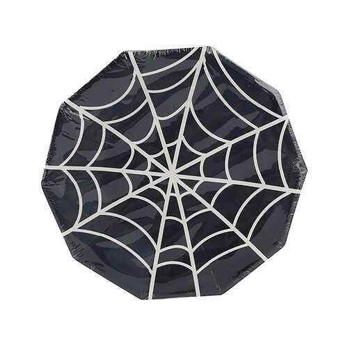 10 Platos Halloween 23 cm con telaraña, ACTUEL.