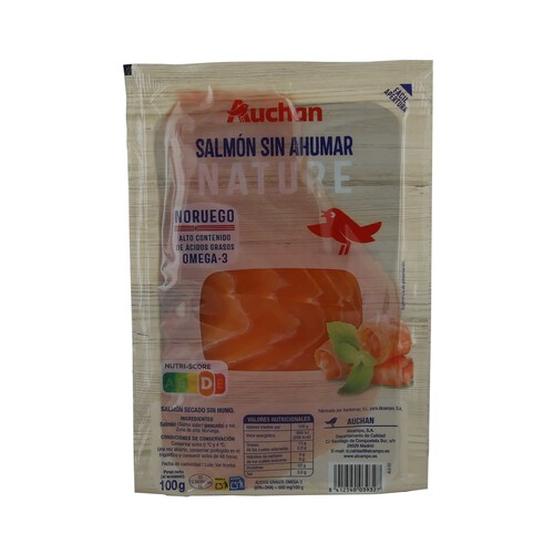 AUCHAN Salmón nature (sin ahumar) 100 g. Producto Alcampo