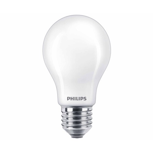 Pack de 2 bombillas Led E27, 7W=60W, luz cálida 2700K, 806lm, PHILIPS.