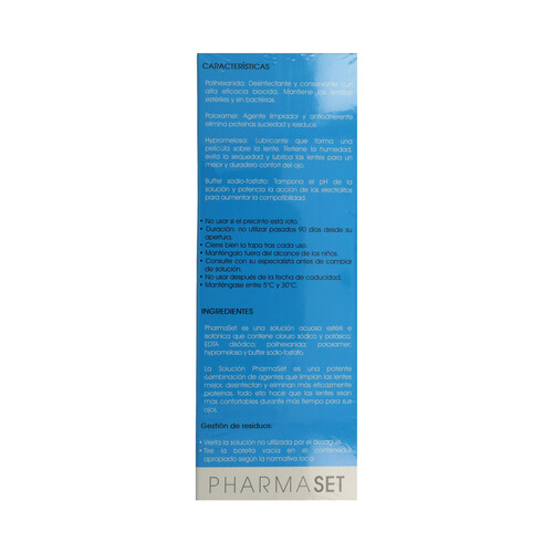 PHARMASET Solución única para lentes de contacto blandas PHARMASET 2 x 500 ml.