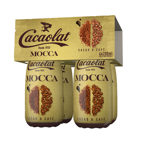 CACAOLAT Batido de cacao UHT con un toque de café CACAOLAT 4 x 200 ml.