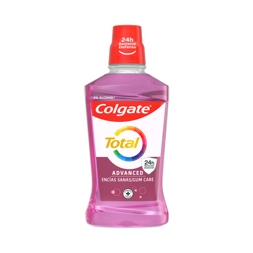 COLGATE Total advanced Enjuague bucal sin acohol de uso diario, acción fortificante y revitalizante de encías, con CPC 500 ml.