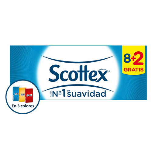 SCOTTEX Pañuelos de celulosa desechables SCOTTEX 8 + 2 uds.