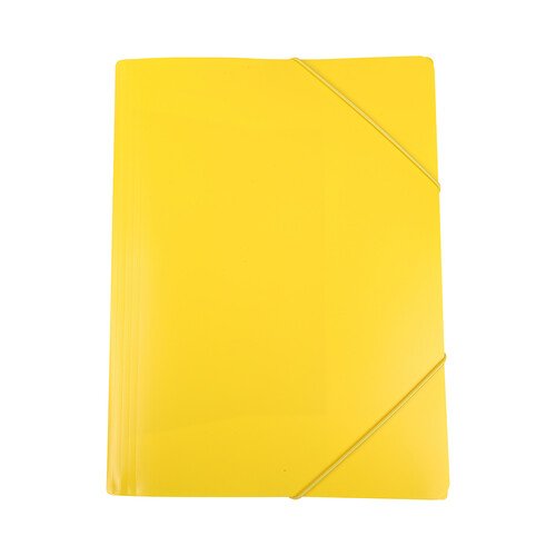 Carpeta A4 con 3 solapas, goma elástica, color amarillo, ALCAMPO.