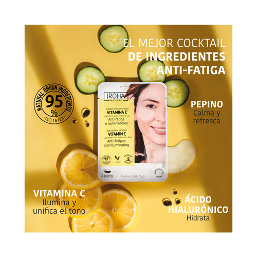 IROHA NATURE Parches contorno ojos con vitamina C y acción anti-fatiga.