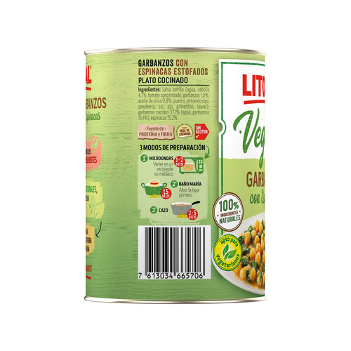 LITORAL Garbanzos con espinacas LITORAL 425 g.