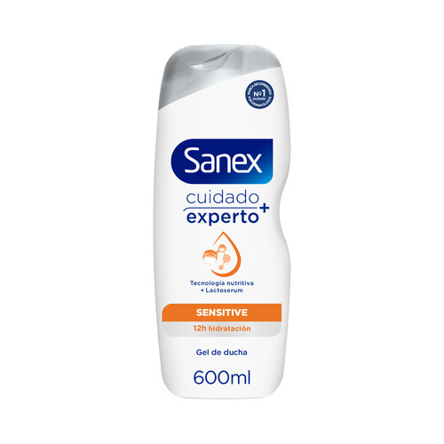 SANEX Cuidado experto+ Gel de ducha o baño, para piel sensible, que ayuda calmarla 600 ml.