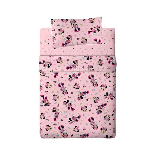 Juego de sábanas para cama de 90cm, 100% algodón, diseño de MINNIE.