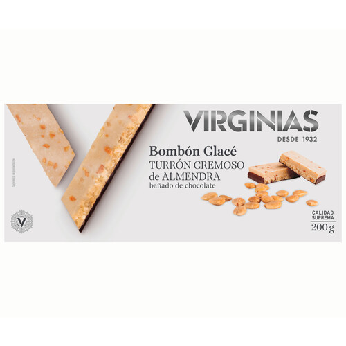 VIRGINIAS Turrón de praliné de almendras bombón glace 150 g.