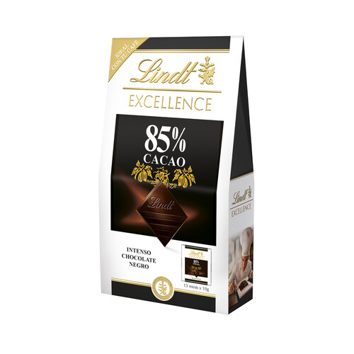 LINDT Excellence Mini tabletas de chocolate negro 85 % 130 g.