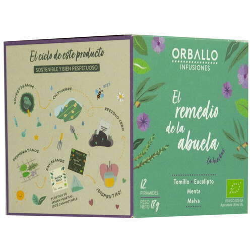 ORBALLO El remedio de la abuela Infusión ecológica a base de tomillo, eucalipto, menta y malva 12 uds.