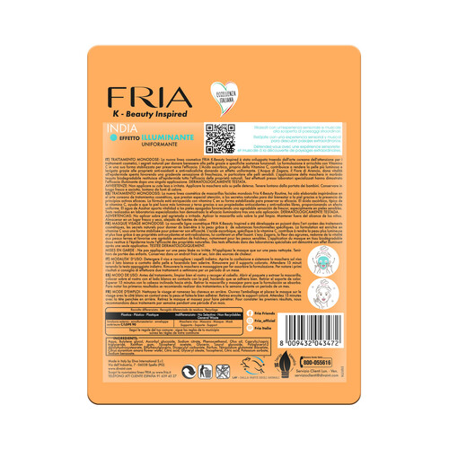 FRIA India Mascarilla facial iluminadora con vitamina C y Agua de azahar.