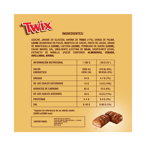 TWIX Mini Barritas de chocolate 227 g.