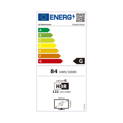 Televisión 139,7cm (55) NanoCell LG 55NANO766QA 4K, HDR 10 PRO, SMART TV, WIFI, BLUETOOTH, TDT T2, USB reproductor, y grabador 3HDMI, 50HZ.