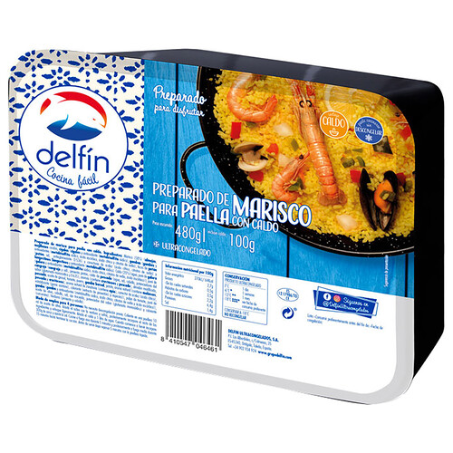 DELFÍN Preparado para paella de marisco con caldo DELFÍN 480 g.