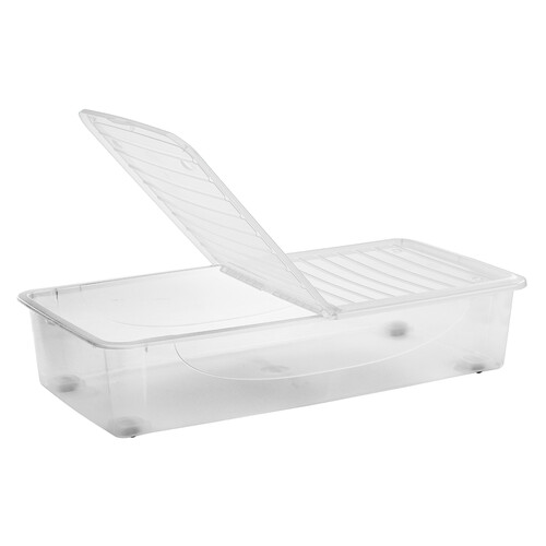 Caja bajocama transparente con tapa y ruedas, 36 litros, ACTUEL.