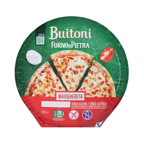 BUITONI Forno di pietra pizza margarita congelada, sin gluten ni lactosa 360 g.