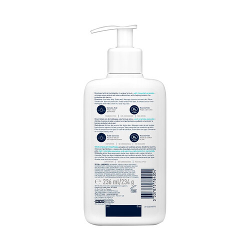 CERAVE Limpiador facial para el control de las imperfecciones, apto para pieles con tendencia acnéica 236 ml.