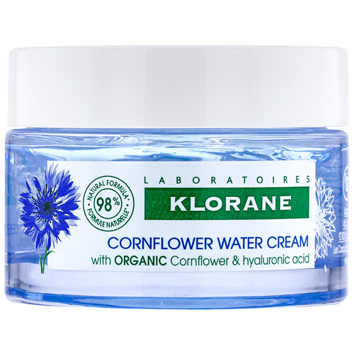 KLORANE Crema al agua con Aciano ecológico, ácido Hialurónico y textura gel 50 ml.