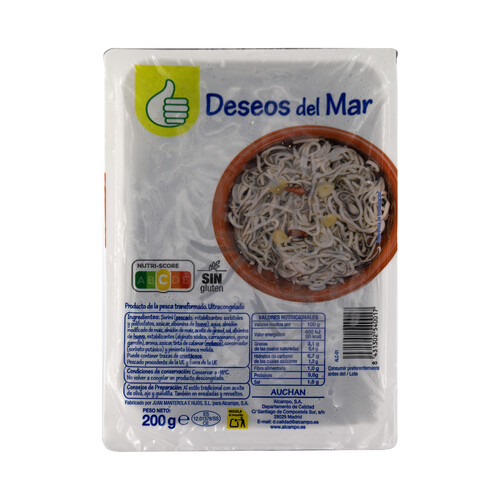 PRODUCTO ALCAMPO ECONÓMICO Sucedaneo de angulas ultracongelado (deseos del mar) 200 g.