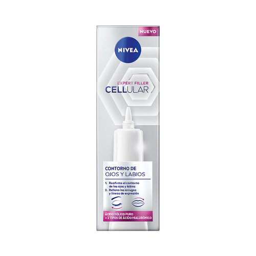 NIVEA Cotorno de ojos y labios con ácido Fólico y 2 tipos de ácido Hialurónico NIVEA Cellular expert filler 15 ml.