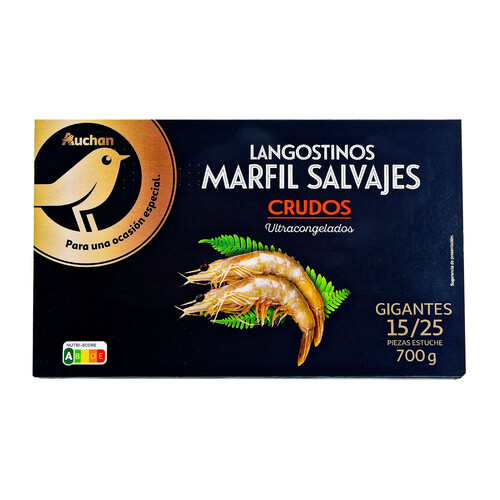 ALCAMPO GOURMET Langostinos crudos 15 / 25, salvajes y ultracongelados ALCAMPO GOURMET 700 g.